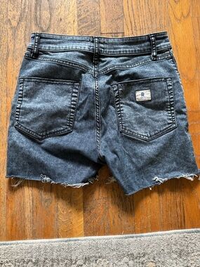 Retro High-Rise Black Wash Denim Shorts